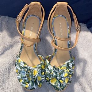 Gianni Bini Sharmae Pom Lemon Espadrille wedge